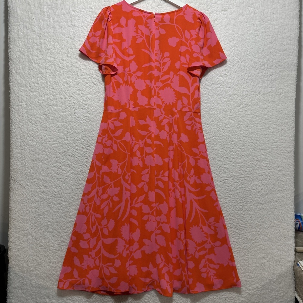Talbots Women's Size 8P‎ Silhouette Garden Flutter Sleeve Crepe Dress Back Zip - Picture 3 of 12